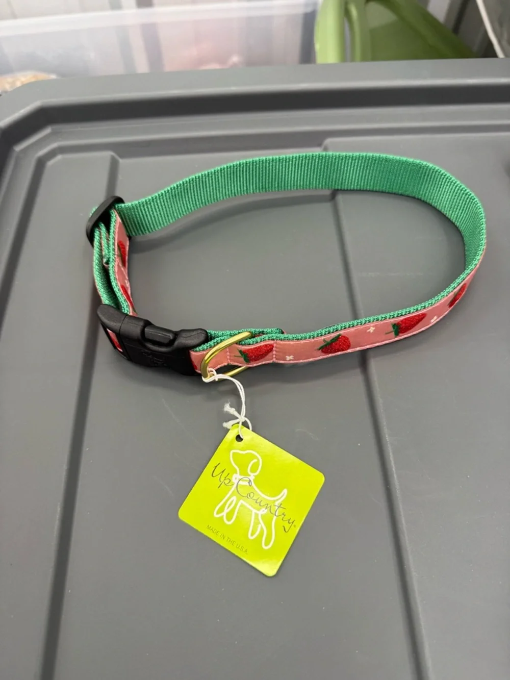 Up Country Strawberry Print Dog Collar